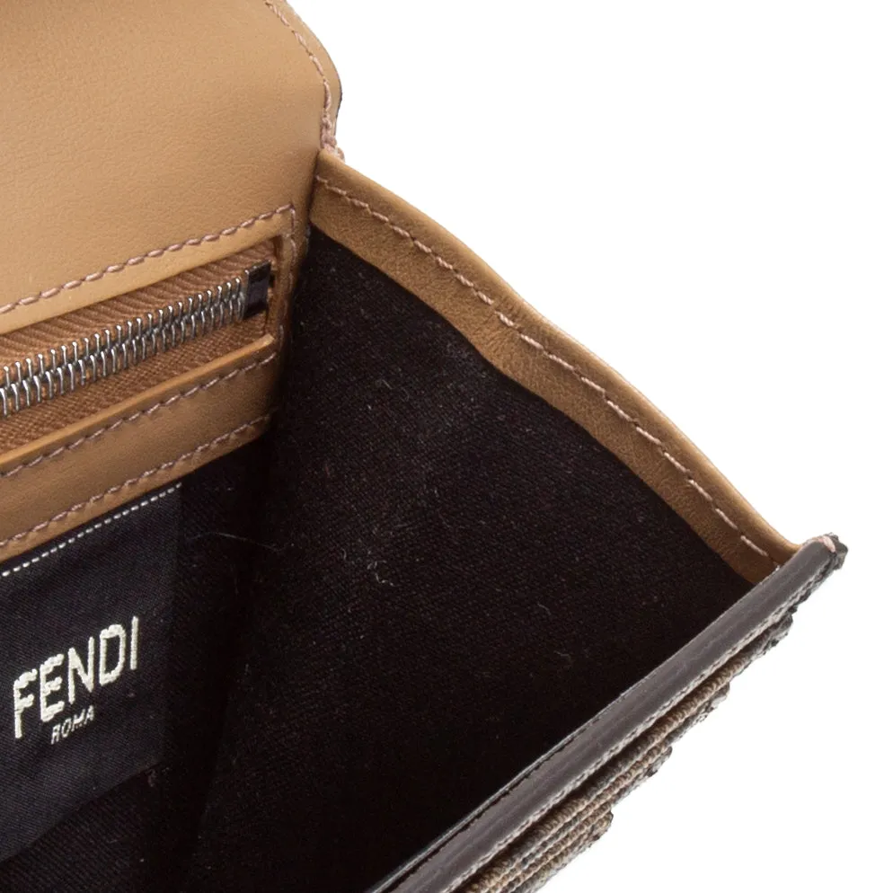 FENDI Zucca FF Logo Printed Diagonal Flap Wallet