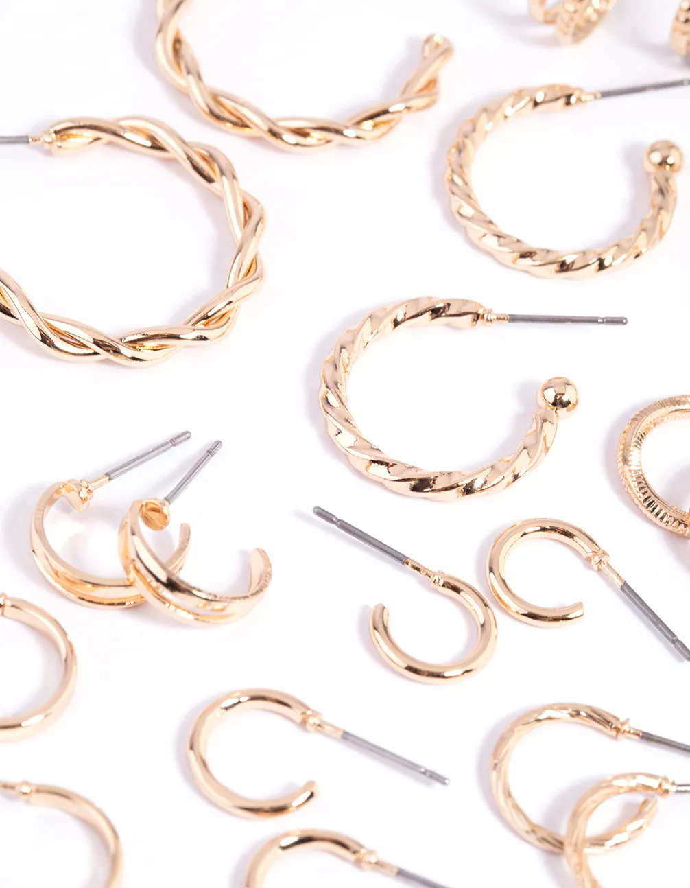 Gold Twisted Hoop Earring 12-Pack