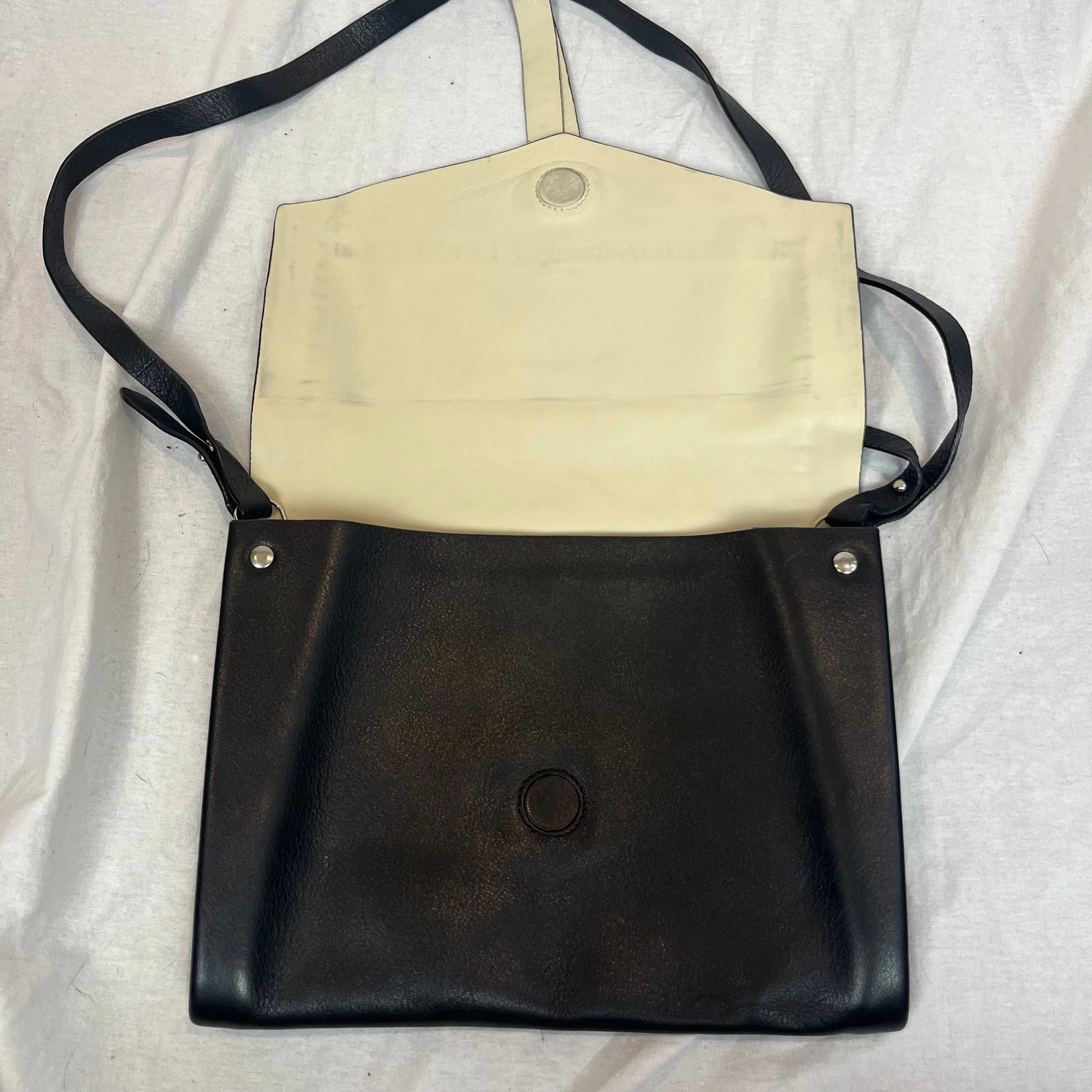 Isabel Marant Black & Cream Textured Leather Shoulder Bag