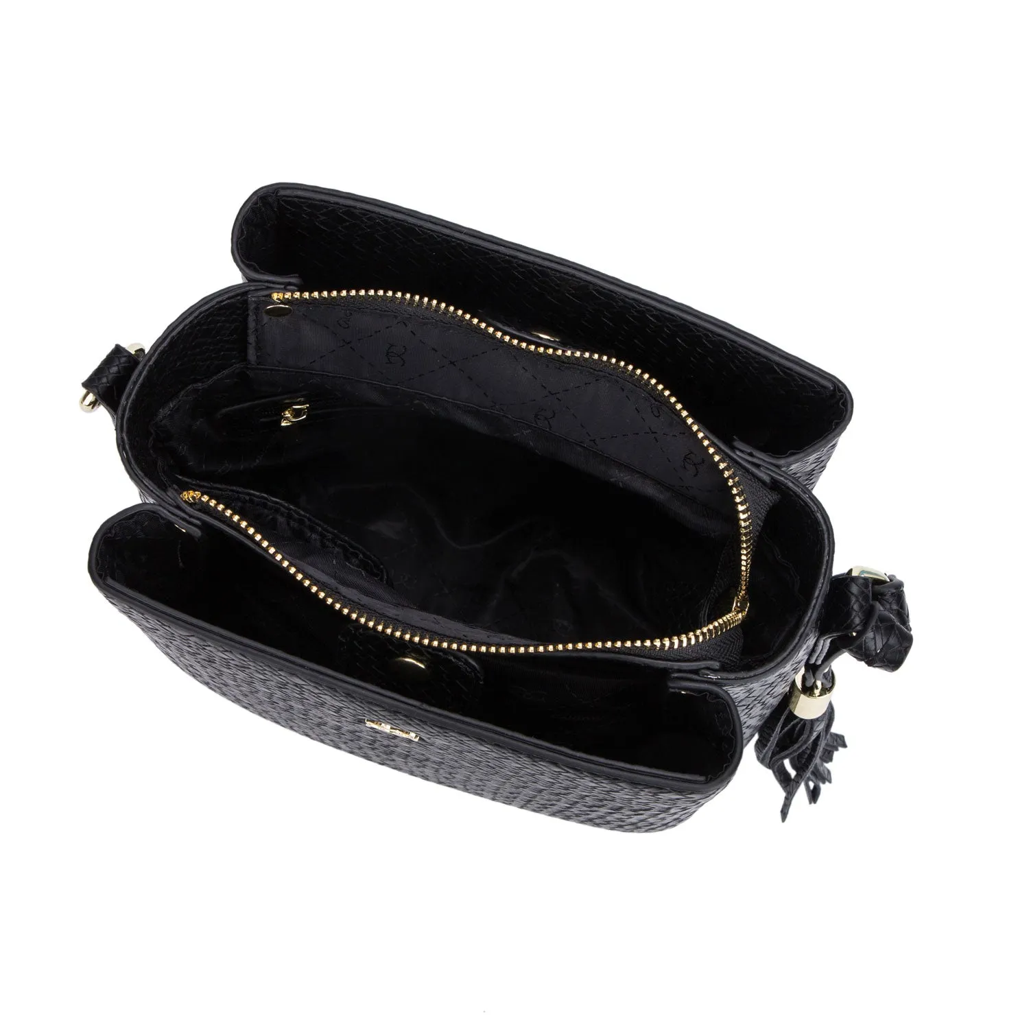 Kavita Multi Compartment Xbody Handbag - Black