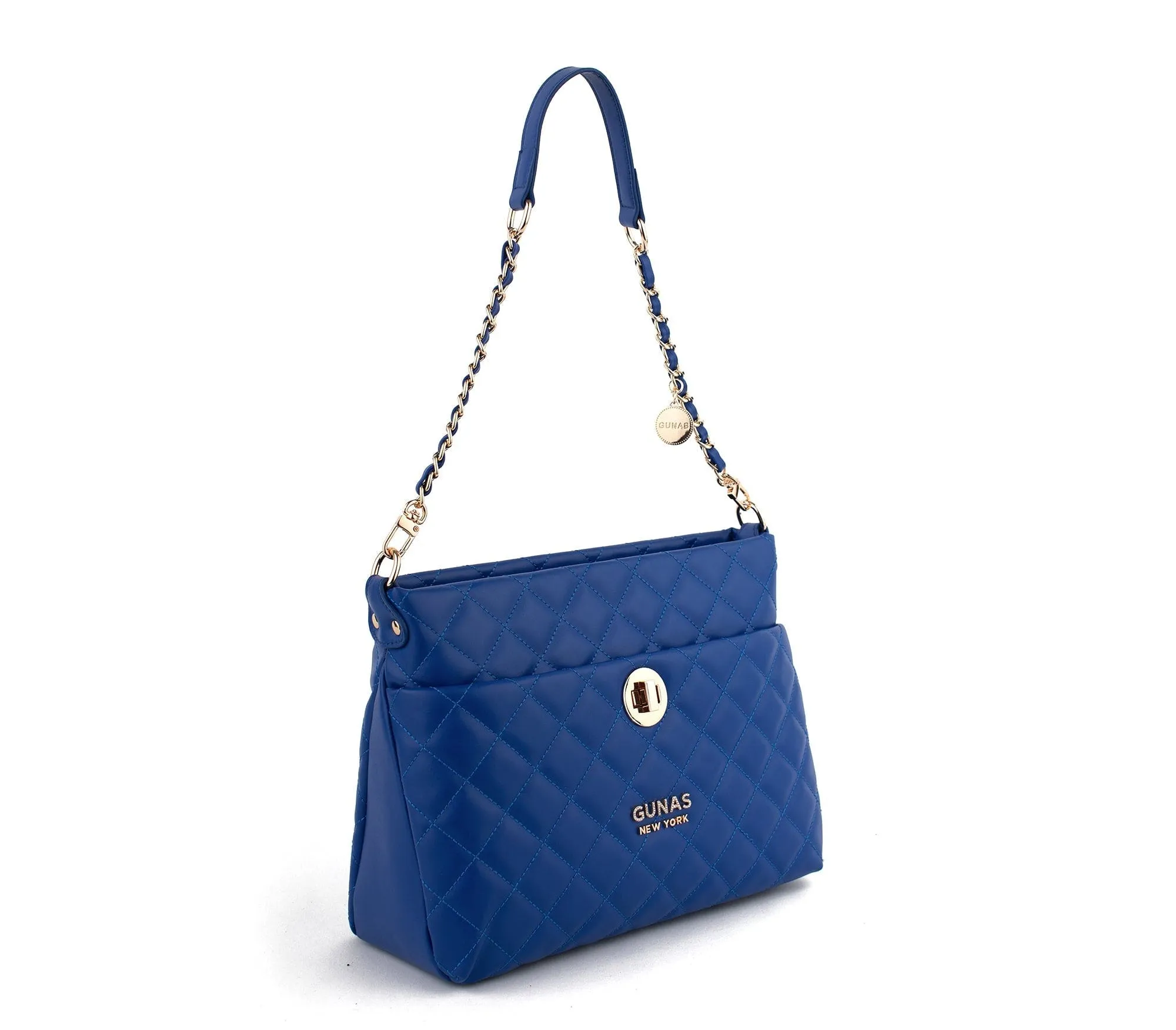 Koi Quilted Vegan Leather Shoulder Bag | Blue