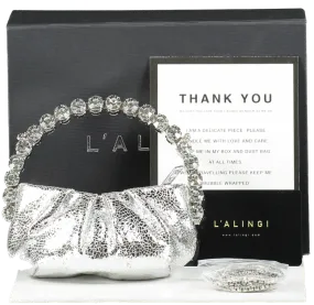 L'alingi Micro Eternity Crystal Top Handle Bag In Silver BNIB