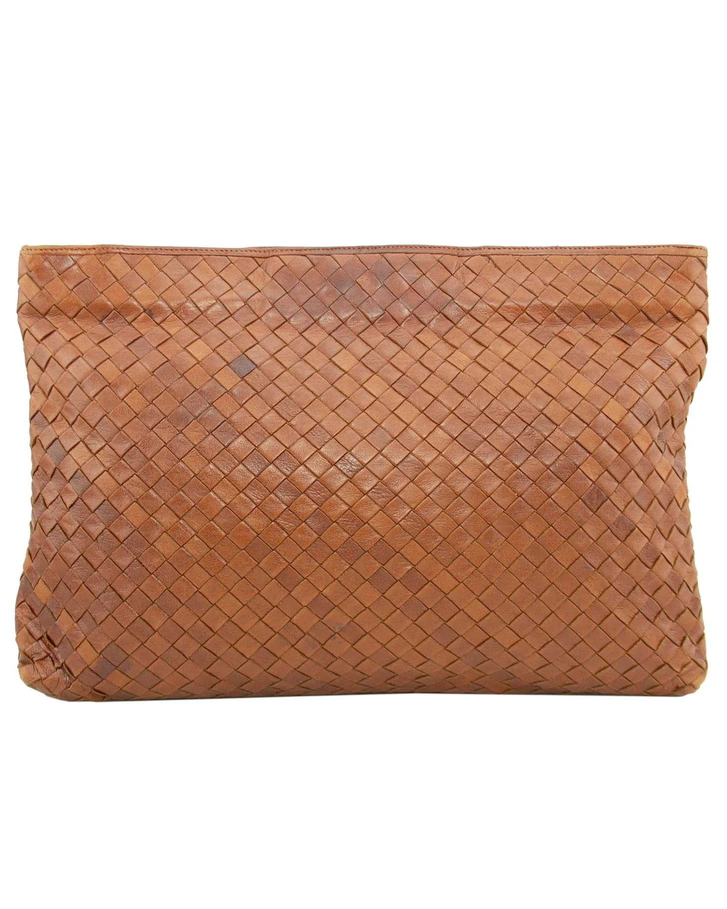 Large Brown Intrecciato Clutch