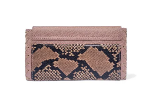 MARTE EGELE BLUSH VIVIAN FLAT WALLET Leather Brand Logo on Front Flap Magnetic Snap Flap Closure