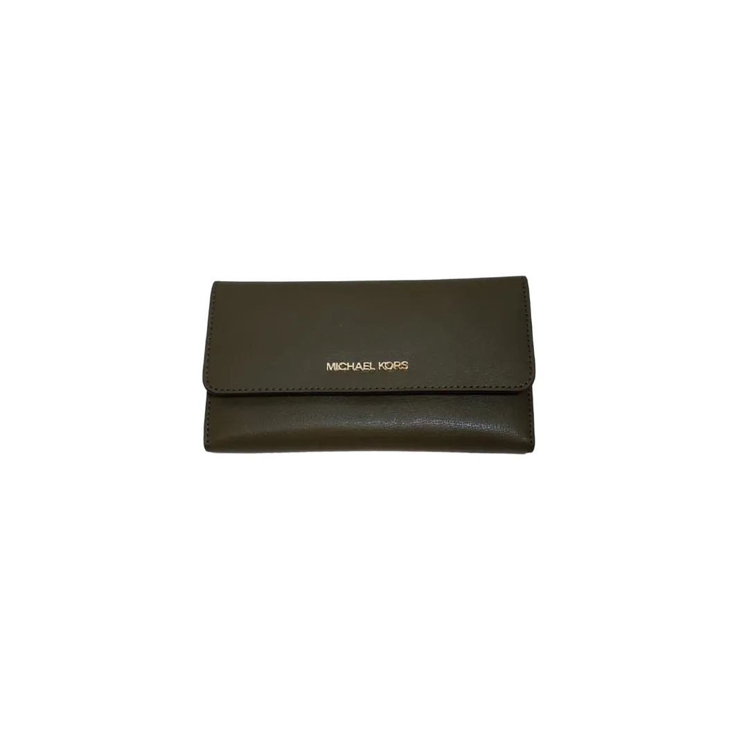 Michael Kors Olive Green Leather Jet Set Long Wallet | Brand New |