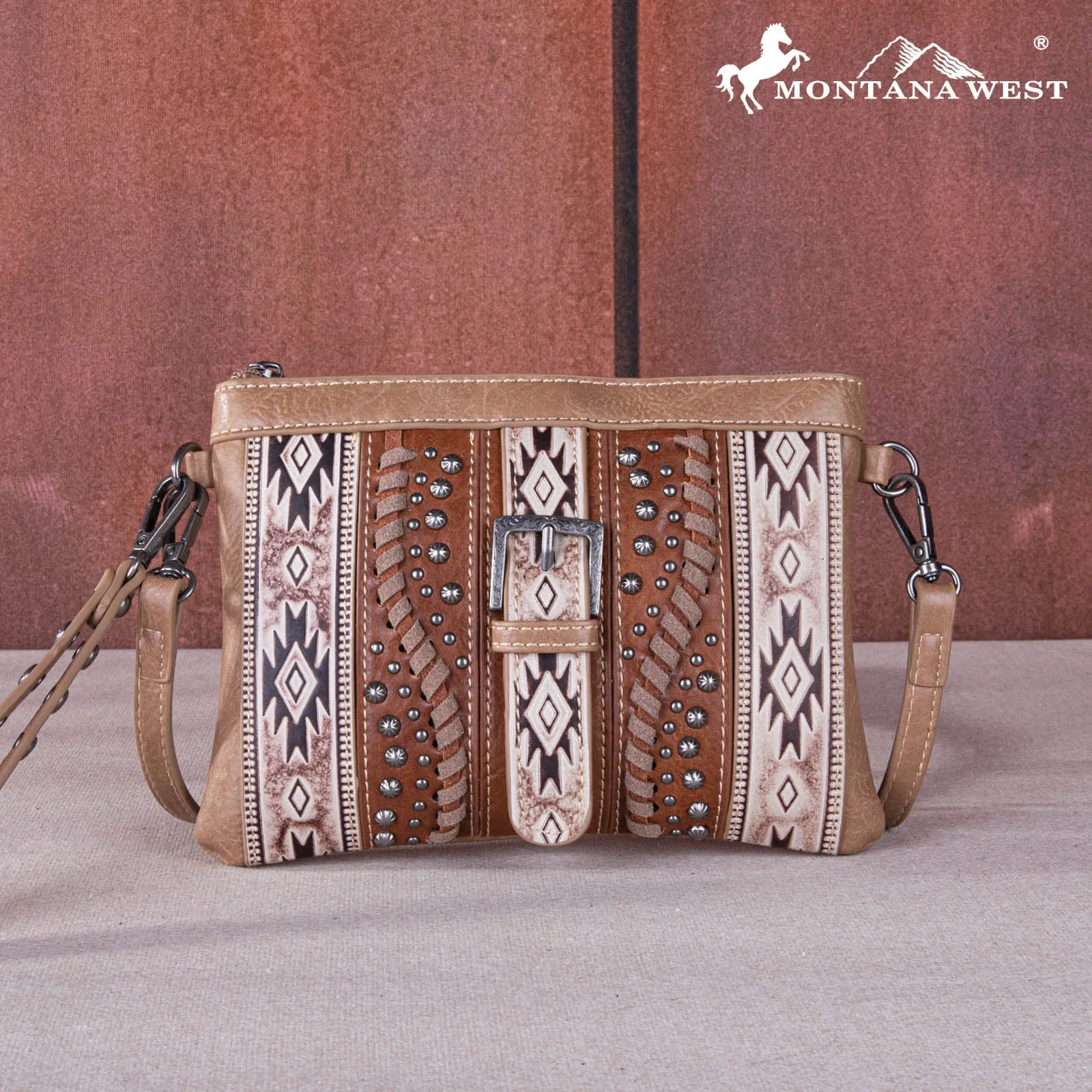 MW1134-181 Montana West Aztec Buckle Collection Clutch/Crossbody