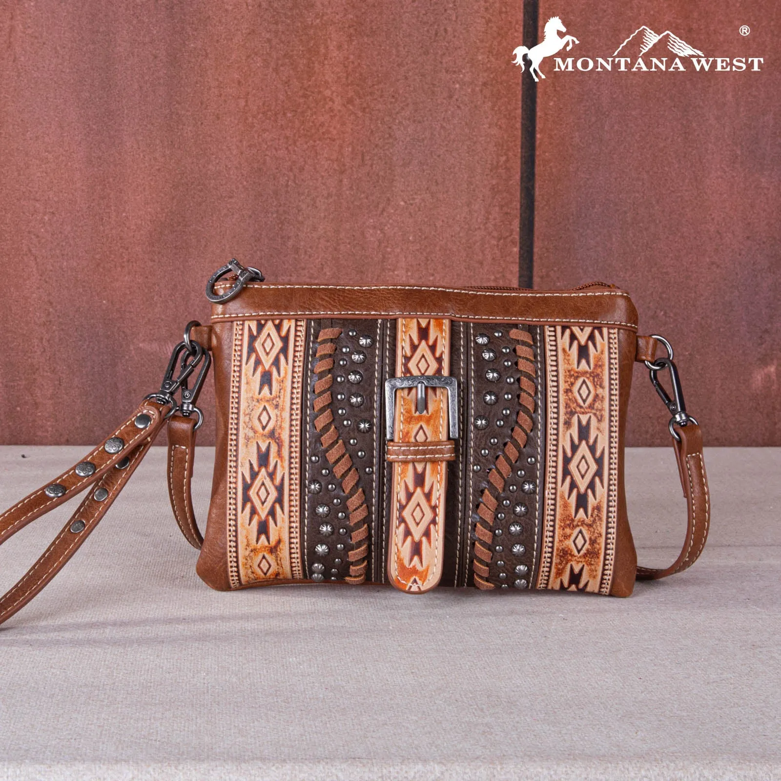 MW1134-181 Montana West Aztec Buckle Collection Clutch/Crossbody