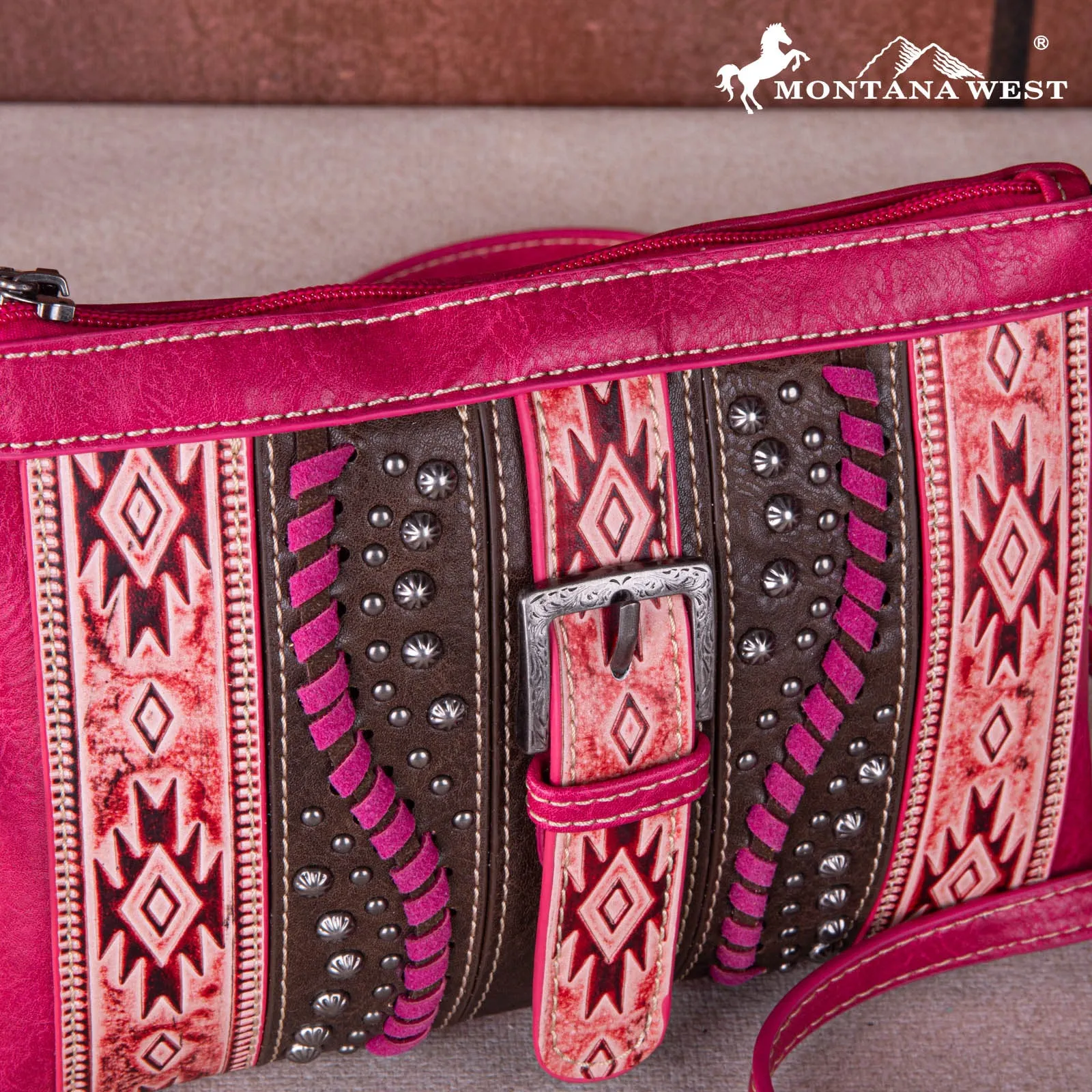 MW1134-181 Montana West Aztec Buckle Collection Clutch/Crossbody