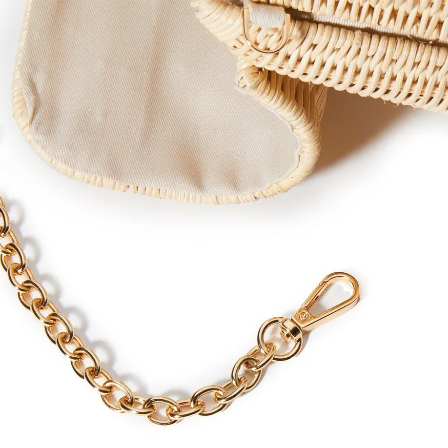 NATURAL WICKER TABITHA PEARL TOP HANDLE HANDBAG