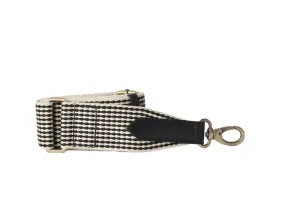 O My Bag - Checkered Webbing Strap Black Leather