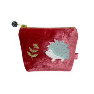 PU355 Earth Red Hedgehog Mini Velvet Purse By Lua