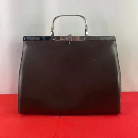 Ralph Lauren Brown Leather with Silver Frame Bag