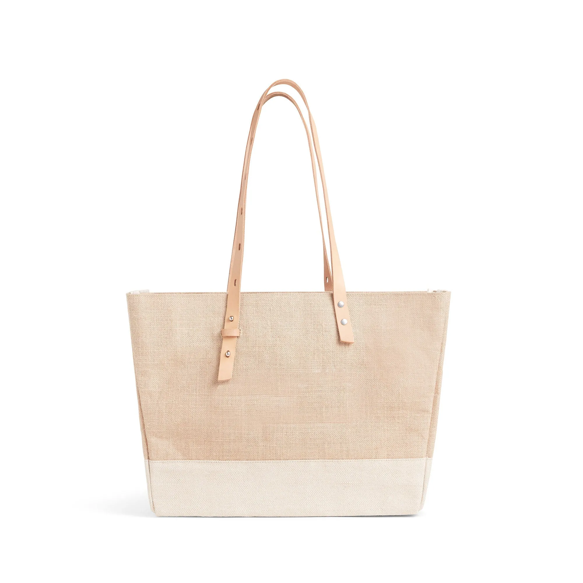 Shoulder Market Bag in Natural with Large Ecru Monogram