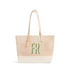 Shoulder Market Bag in Natural with Large Ecru Monogram