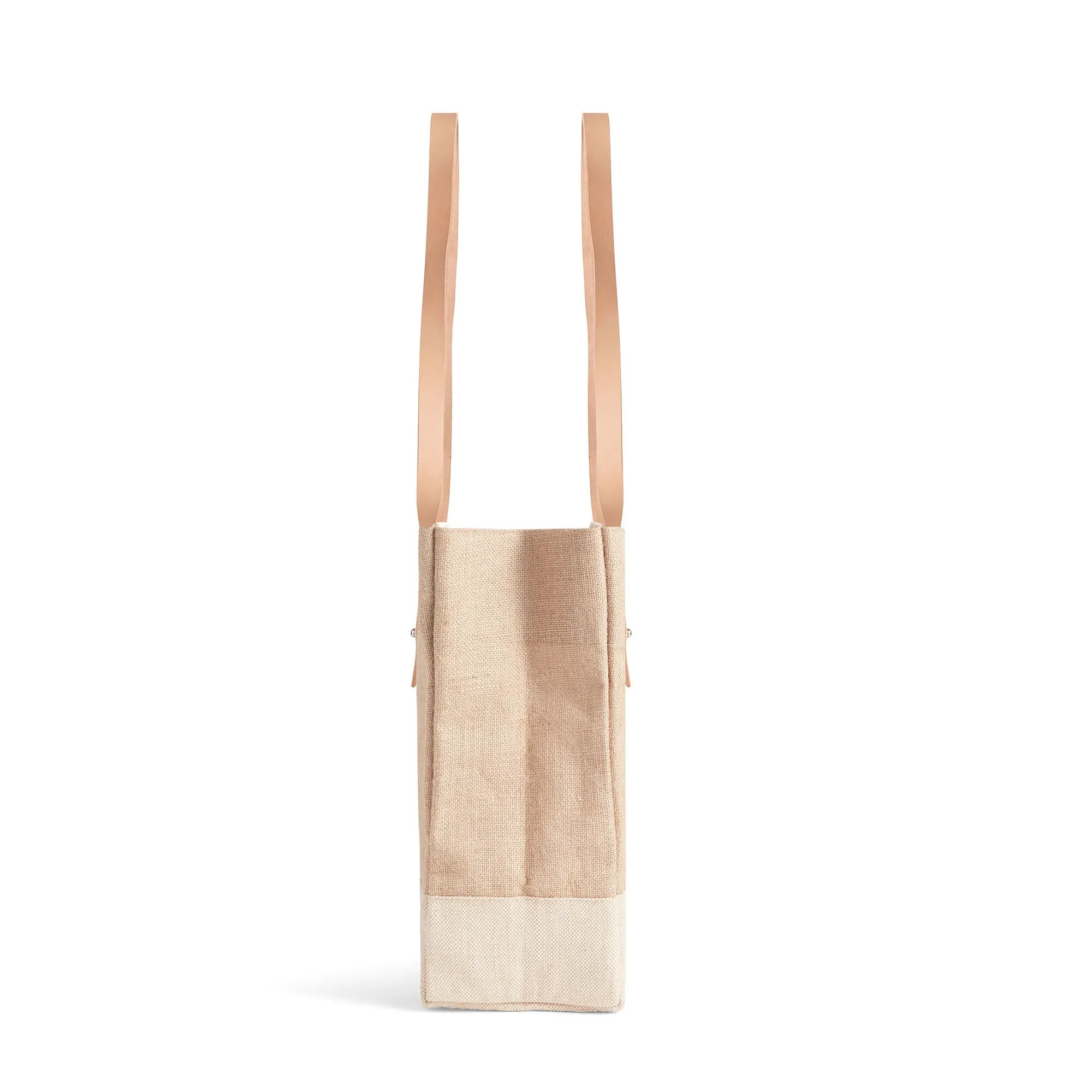 Shoulder Market Bag in Natural with Large Ecru Monogram