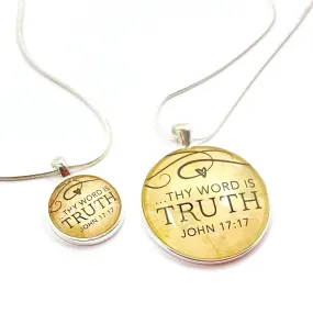 Thy Word is Truth John 17:17 Scripture Silver-Plated Pendant Necklace (2 Sizes) – Add a Matching Charm Bangle!