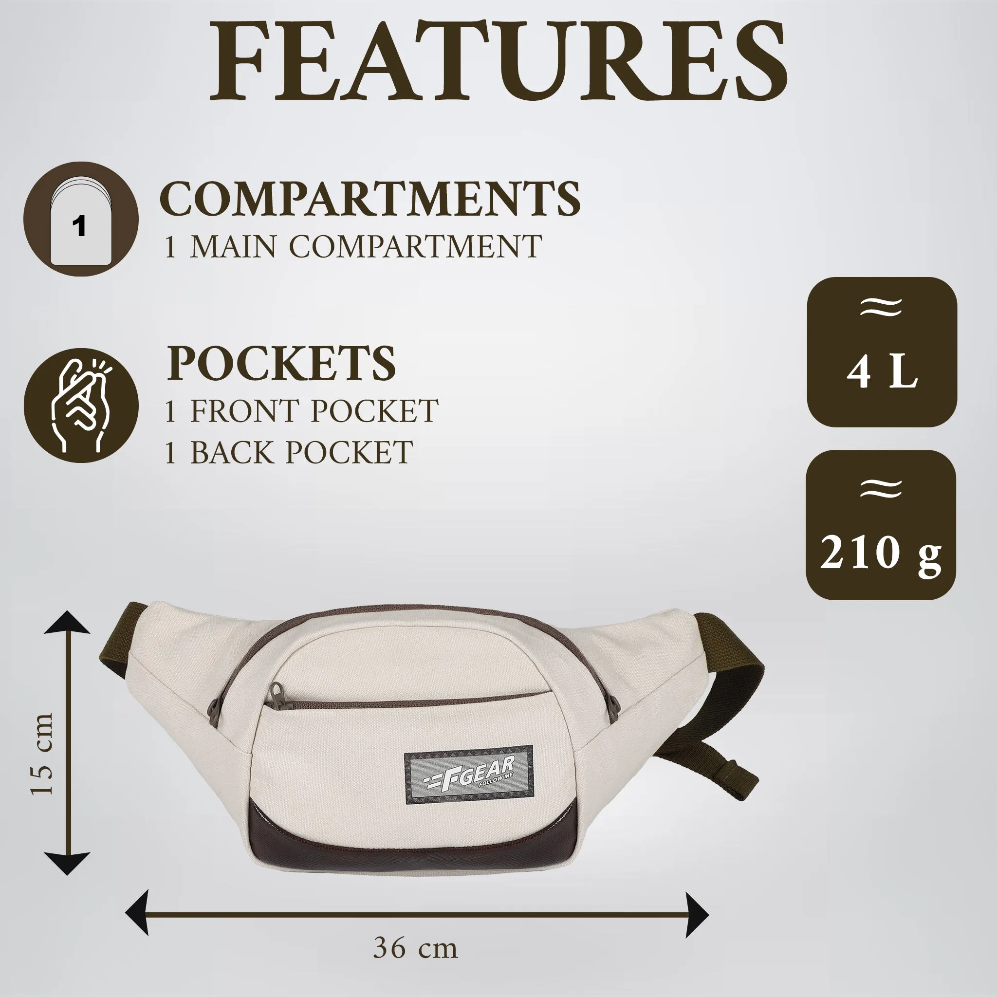 Touche Beige Canvas 4L Waist Pouch