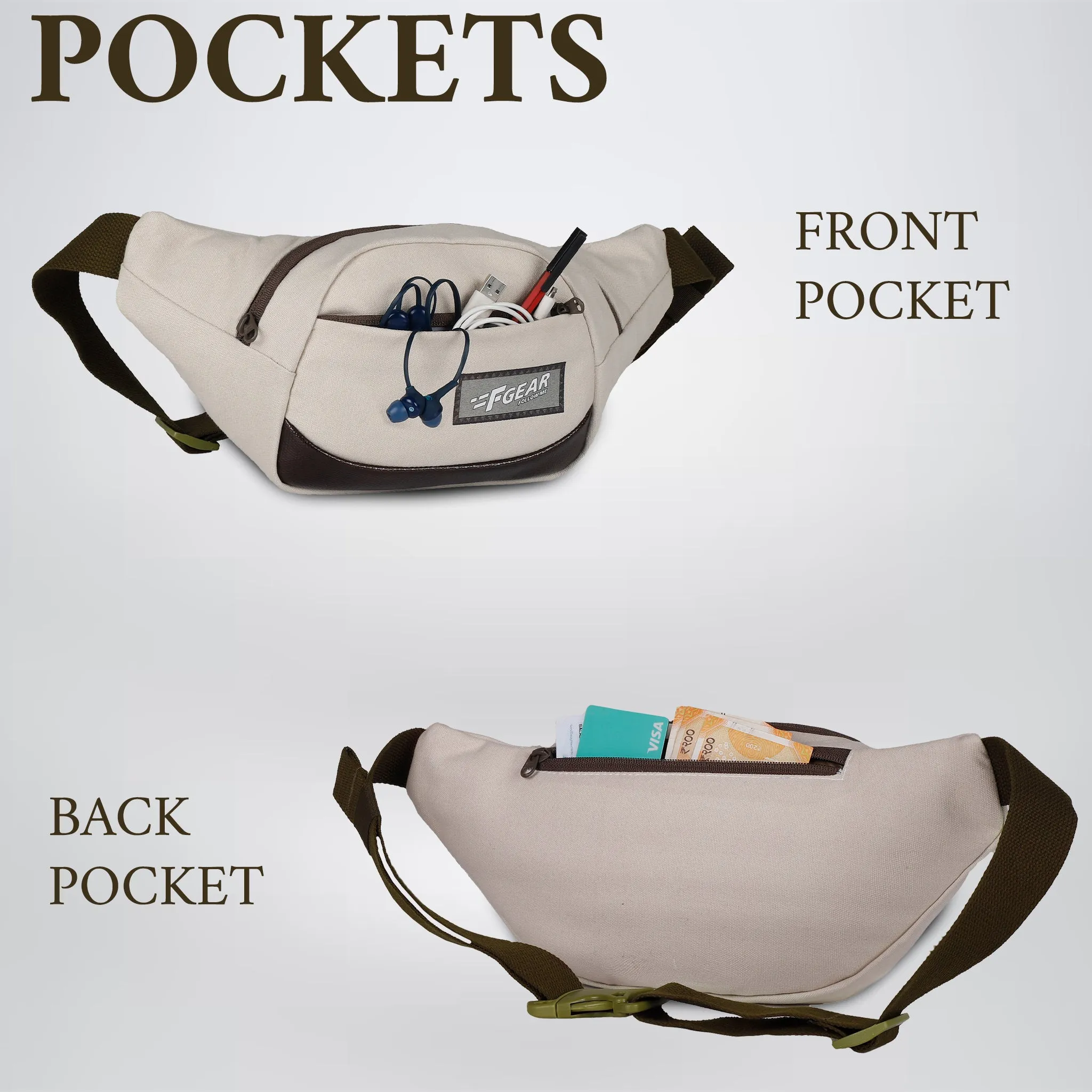 Touche Beige Canvas 4L Waist Pouch