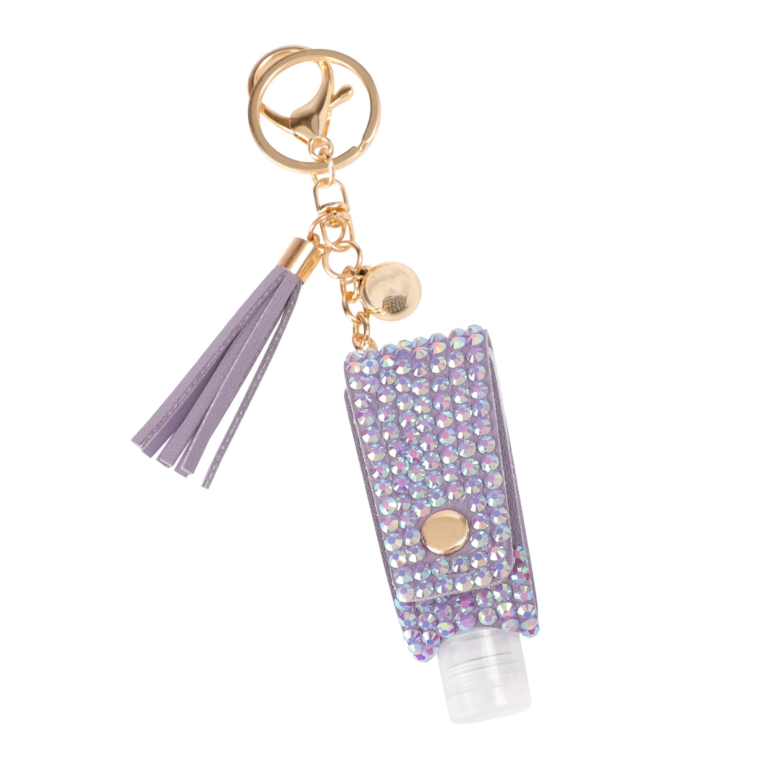 Zoey Rhinestone Sanitizer Holder Keychain - Lavender